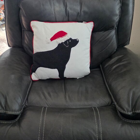 18" x 18" Christmas Lab Dog Theme Pillow - Picture 1 of 3